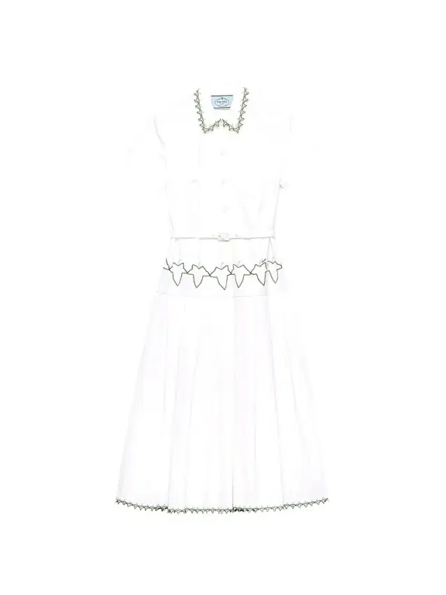 Prada Women's Embroidered Old Reps Cloth Dress - White