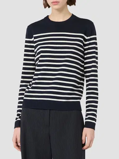 Weekend Max Mara Women's Silk and Wool Yarn Sweater - Navy Multi - Size XL | Thumbnail 3