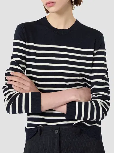 Weekend Max Mara Women's Silk and Wool Yarn Sweater - Navy Multi - Size XL | Thumbnail 5