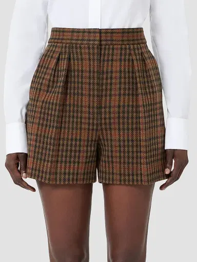 Max Mara Women's Glen Plaid Jersey Shorts - Tobacco | Thumbnail 3 Max Mara Women's Glen Plaid Jersey Shorts - Tobacco | Thumbnail 3