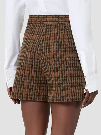 Max Mara Women's Glen Plaid Jersey Shorts - Tobacco | Thumbnail 4 Max Mara Women's Glen Plaid Jersey Shorts - Tobacco | Thumbnail 4