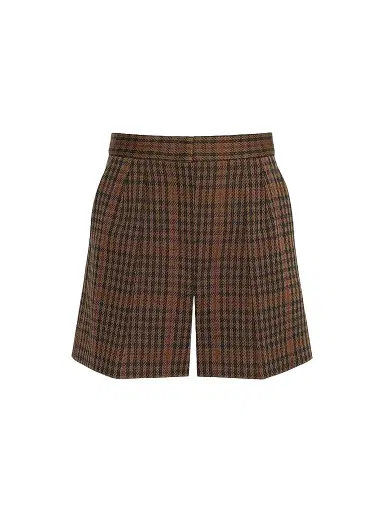 Max Mara Women's Glen Plaid Jersey Shorts - Tobacco | Thumbnail 1 Max Mara Women's Glen Plaid Jersey Shorts - Tobacco | Thumbnail 1