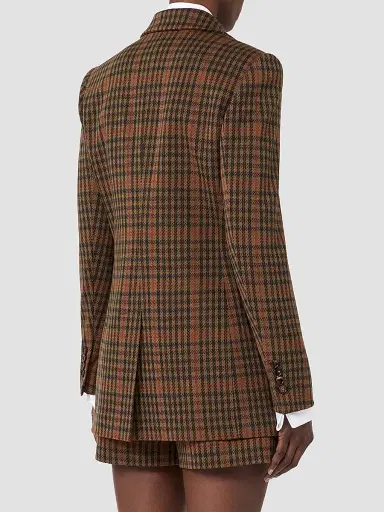 Max Mara Women's Single Breasted Glen Plaid Jersey Blazer - Tobacco | Thumbnail 4 Max Mara Women's Single Breasted Glen Plaid Jersey Blazer - Tobacco | Thumbnail 4