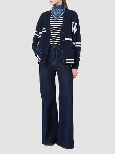 Weekend Max Mara Women's Cotton Denim Palazzo Jeans - Navy | Thumbnail 2