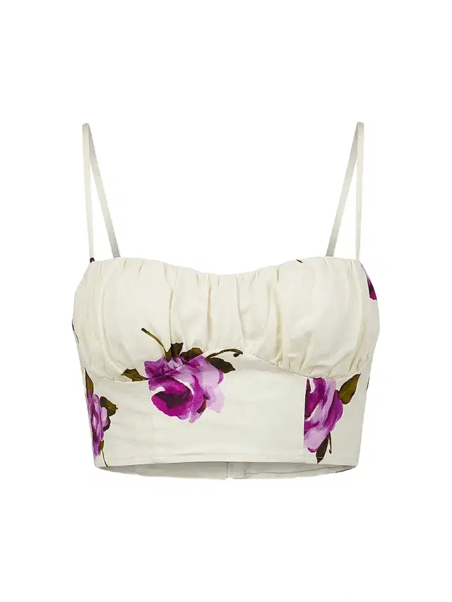 NICHOLAS Women's Yulia Printed Linen-Blend Crop Top - Floating Rosebuds