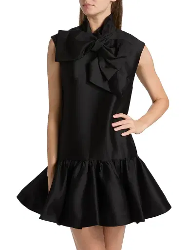 Zimmermann Women's Hypnotic Wool-Silk Tieneck Minidress - Black | Thumbnail 3
