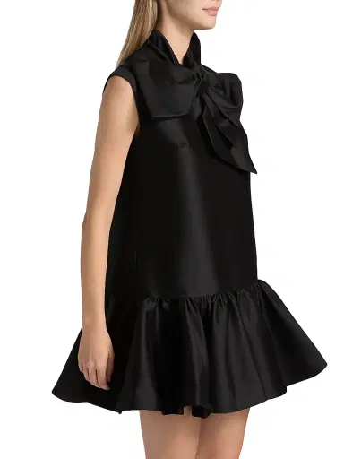 Zimmermann Women's Hypnotic Wool-Silk Tieneck Minidress - Black | Thumbnail 4