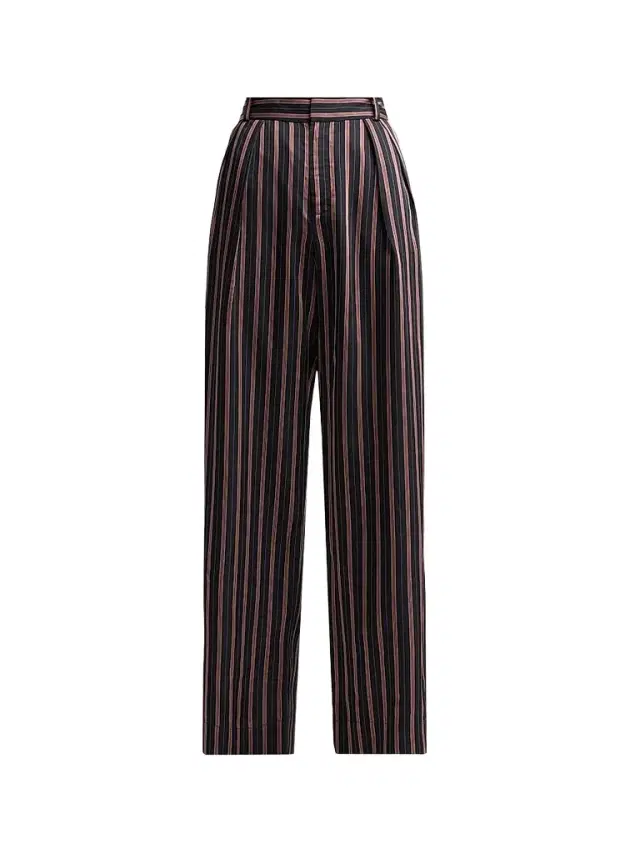 Zimmermann Women's Valiant Pleat Front Pants - Black Rose Stripe