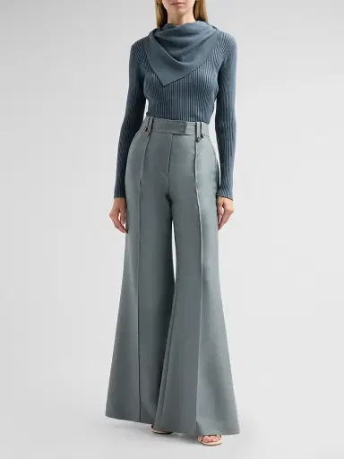 Zimmermann Women's Valiant Merino Scarf Top - Airforce Blue - Size 10 | Thumbnail 2