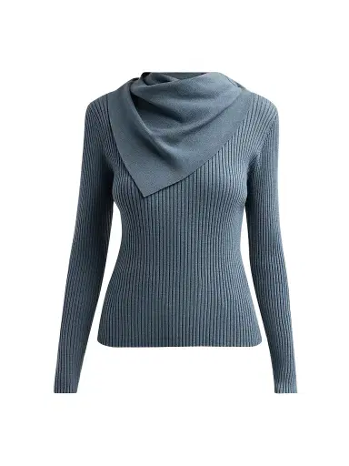 Zimmermann Women's Valiant Merino Scarf Top - Airforce Blue - Size 10 | Thumbnail 1