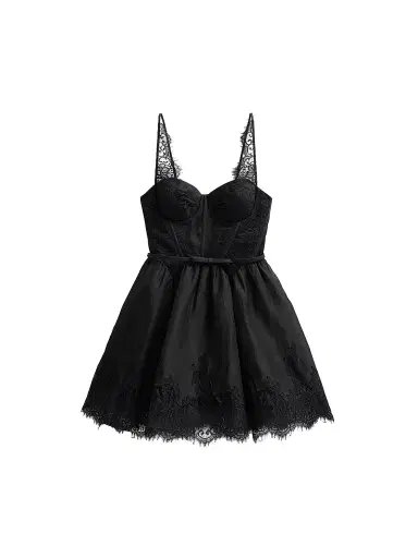 Zimmermann Women's Valiant Lace-Trim Mini Dress - Black - Size 10 | Thumbnail 1 Zimmermann Women's Valiant Lace-Trim Mini Dress - Black - Size 10 | Thumbnail 1