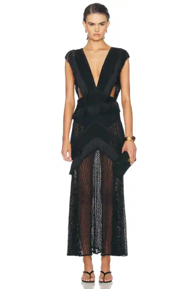 PatBo Ayla Fringe Plunge Maxi Dress | Thumbnail 1 PatBo Ayla Fringe Plunge Maxi Dress | Thumbnail 1