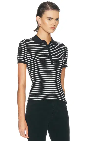 Nili Lotan Fenna Stripe Polo Top | Thumbnail 2 Nili Lotan Fenna Stripe Polo Top | Thumbnail 2