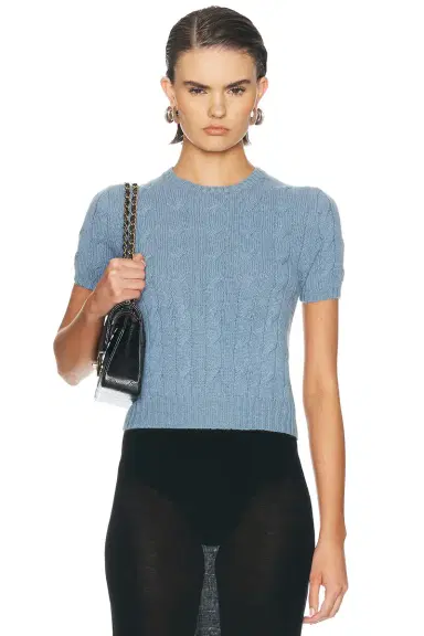 Ralph Lauren Collection Short Sleeve Crewneck Sweater | Thumbnail 1 Ralph Lauren Collection Short Sleeve Crewneck Sweater | Thumbnail 1