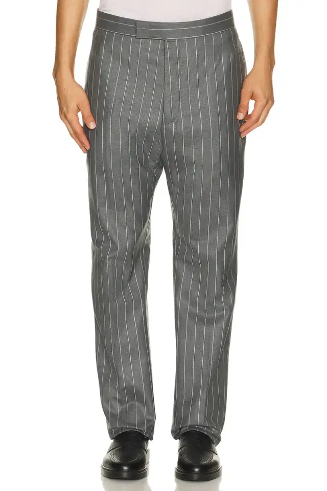 Thom Browne Fit 1 Backstrap Wool Flannel Chalk Stripe Trouser