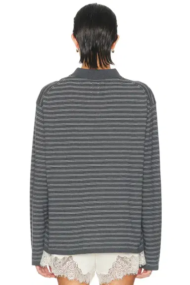 Nili Lotan Foley Stripe Polo Sweater | Thumbnail 3 Nili Lotan Foley Stripe Polo Sweater | Thumbnail 3