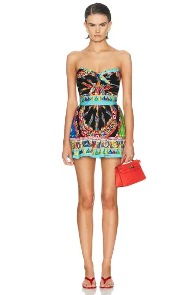 Dolce & Gabbana Heavy Poplin Carretto Print Mini Dress | Thumbnail 1 Dolce & Gabbana Heavy Poplin Carretto Print Mini Dress | Thumbnail 1