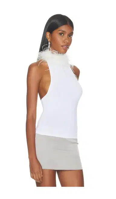 1XBLUE White Feather Choker Tank | Thumbnail 2