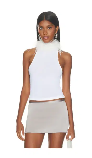 1XBLUE White Feather Choker Tank | Thumbnail 1