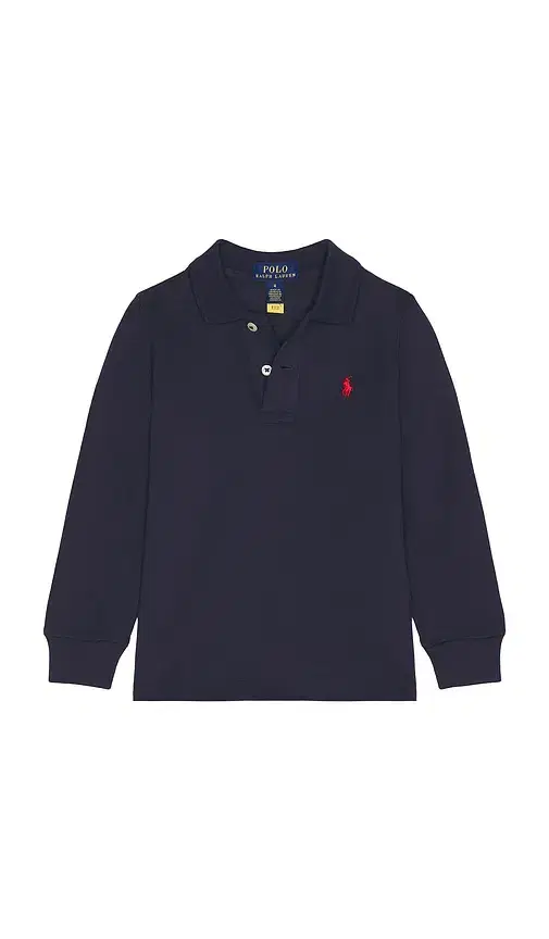 Polo Ralph Lauren Kids Long Sleeve Knit Basic Cotton Mesh Polo Shirt