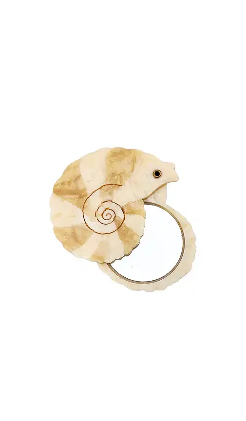 Hand-painted Spiral Shell Compact Mirror