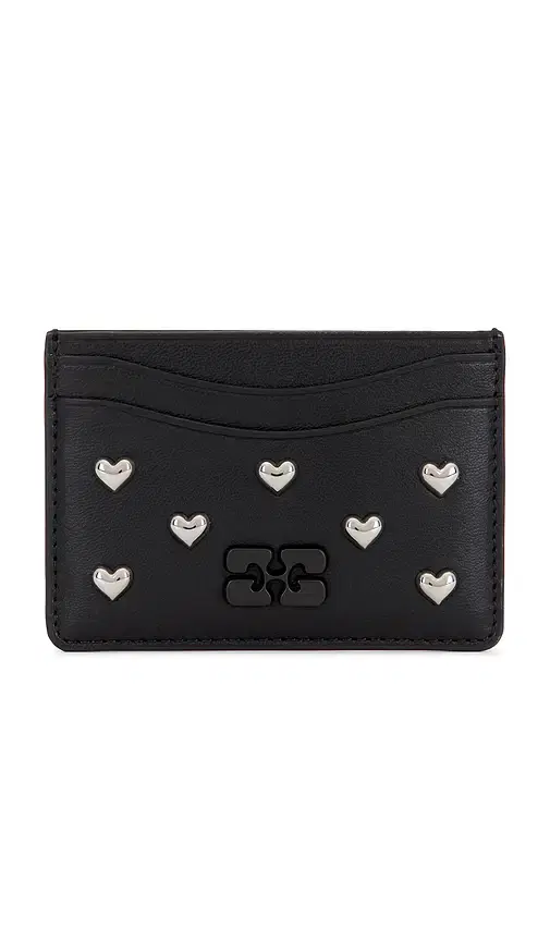 Ganni Bou Card Holder Hearts Studs