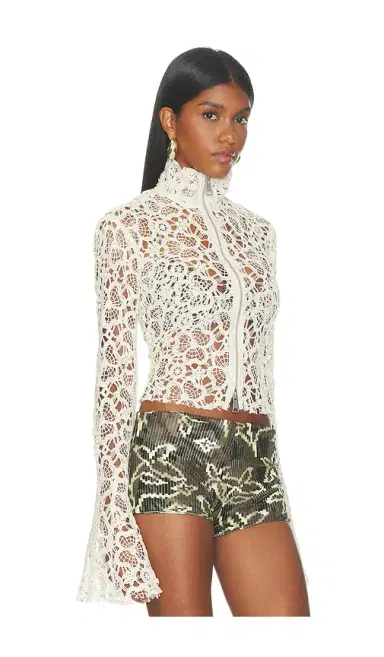 SIEDRES Embroidered Fluted Top With Front Zipper | Thumbnail 2 SIEDRES Embroidered Fluted Top With Front Zipper | Thumbnail 2