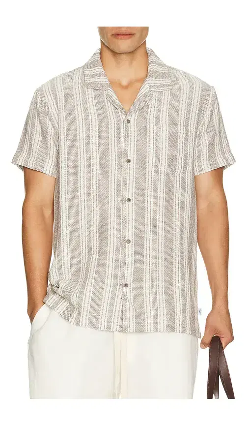 Vintage Summer Basket Weave Camp Shirt