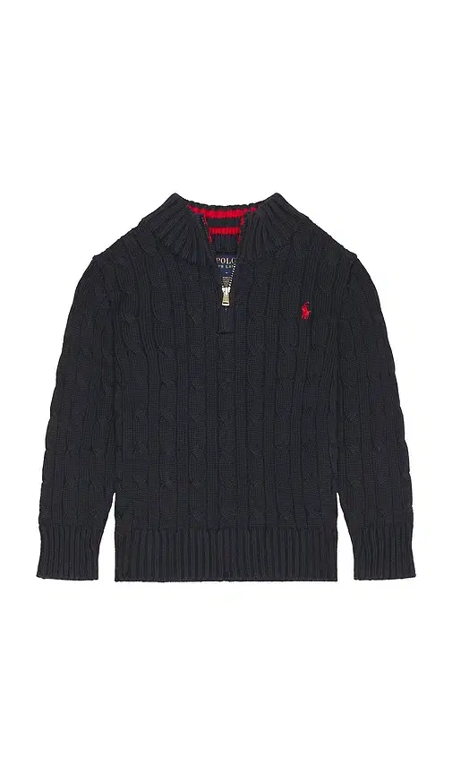 Polo Ralph Lauren Kids Long Sleeve Cotton Cable Knit Half Zip Sweater