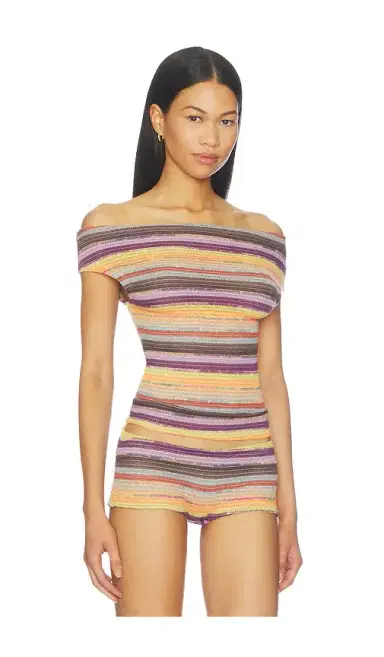 Jaded London Cata Multi Stripe Asymmetric Knit Top | Thumbnail 2
