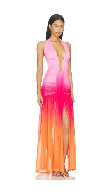Runaway The Label Adrianna Plunge Ruched Maxi Dress | Thumbnail 2