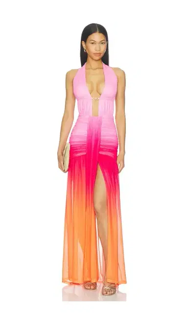 Runaway The Label Adrianna Plunge Ruched Maxi Dress | Thumbnail 1