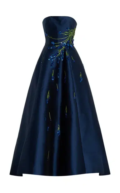Monique Lhuillier Embroidered Mikado Silk Ball Gown | Thumbnail 1 Monique Lhuillier Embroidered Mikado Silk Ball Gown | Thumbnail 1