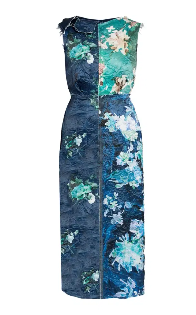 Erdem Floral-Collage Satin Midi Dress