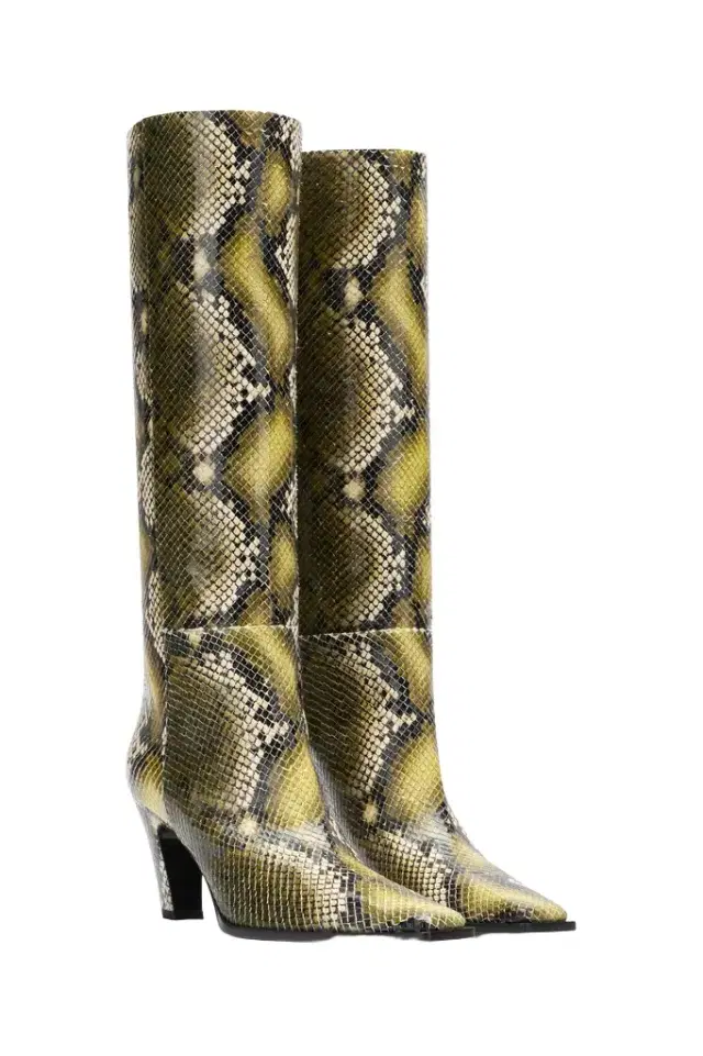 Roberto Cavalli Knee-high boots with python print