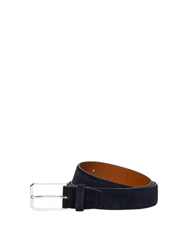 Santoni Men's Rectangle-Buckle Hand-Burnished Suede Belt | Thumbnail 1