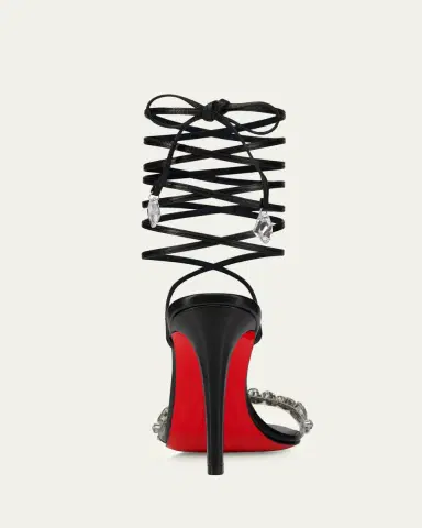 Christian Louboutin 100mm Fanny Jolly Embellished Leather Ankle-Wrap Sandals | Thumbnail 3