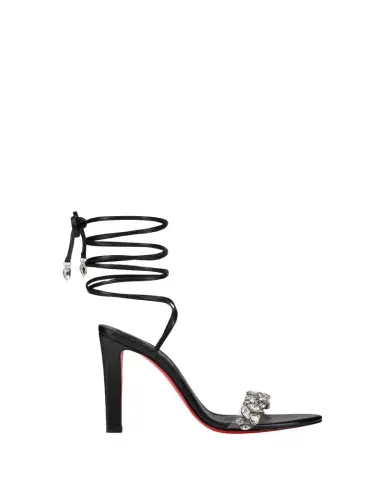Christian Louboutin 100mm Fanny Jolly Embellished Leather Ankle-Wrap Sandals | Thumbnail 1