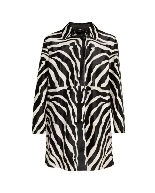 Akris Laron Zebra Print Pony Hair Single-Breasted Coat