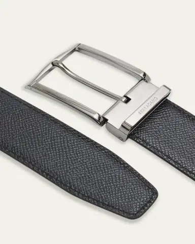 Ferragamo Men's Reversible Double Adjustable Hammered Leather Belt | Thumbnail 3