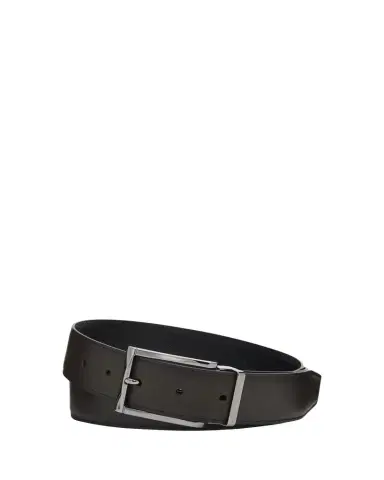 Ferragamo Men's Reversible Double Adjustable Hammered Leather Belt | Thumbnail 1