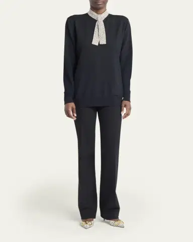 Valentino Garavani Crystal Neck-Scarf Wool Sweater | Thumbnail 2