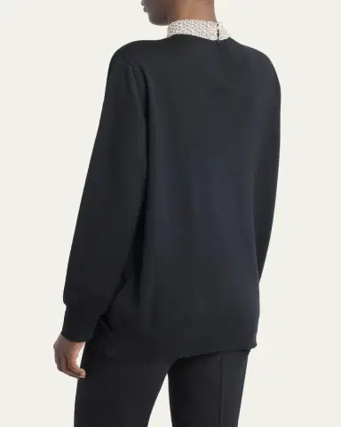 Valentino Garavani Crystal Neck-Scarf Wool Sweater | Thumbnail 3