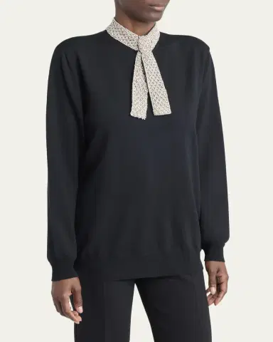Valentino Garavani Crystal Neck-Scarf Wool Sweater | Thumbnail 4