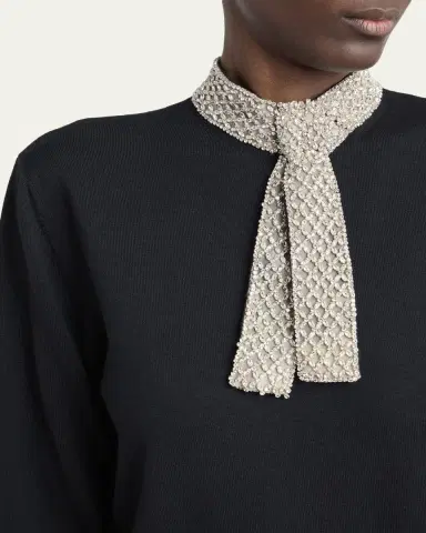 Valentino Garavani Crystal Neck-Scarf Wool Sweater | Thumbnail 5