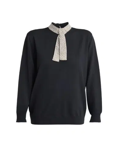 Valentino Garavani Crystal Neck-Scarf Wool Sweater | Thumbnail 1