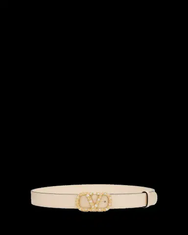 Valentino Garavani VLogo Signature Belt In Shiny Calfskin with Crystals | Thumbnail 2