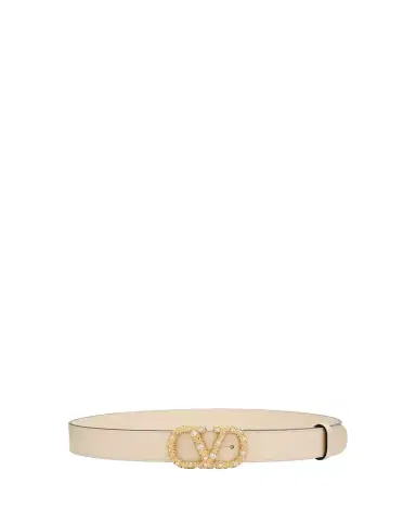 Valentino Garavani VLogo Signature Belt In Shiny Calfskin with Crystals | Thumbnail 1