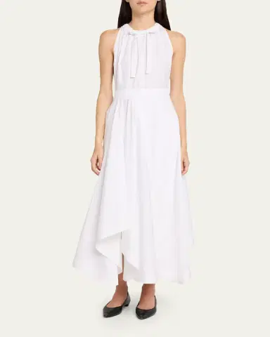 Givenchy Sleeveless Gathered Asymmetric Cotton Midi Dress | Thumbnail 2 Givenchy Sleeveless Gathered Asymmetric Cotton Midi Dress | Thumbnail 2