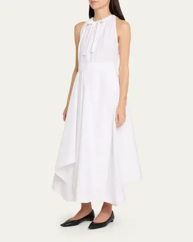 Givenchy Sleeveless Gathered Asymmetric Cotton Midi Dress | Thumbnail 4 Givenchy Sleeveless Gathered Asymmetric Cotton Midi Dress | Thumbnail 4